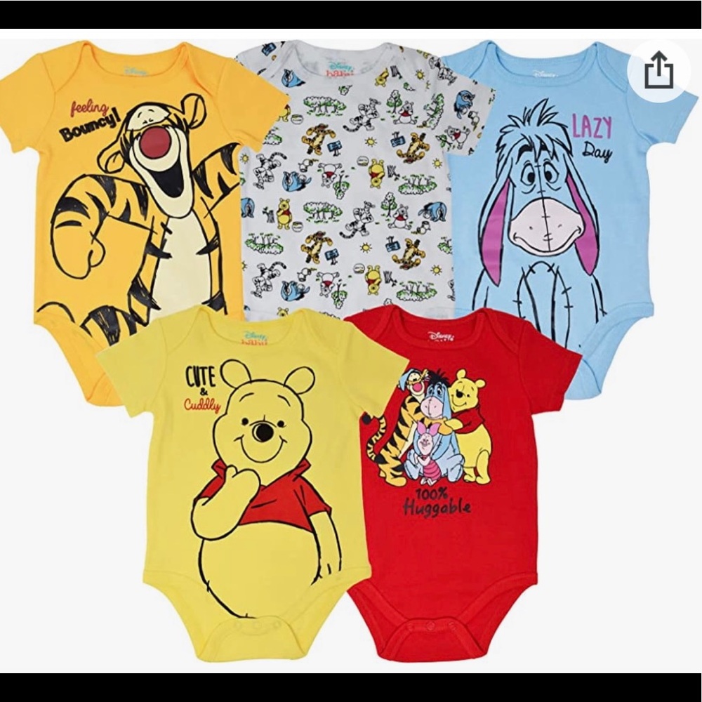 Disney Winnie the Pooh, five pack short sleeve bodysuit 18 months